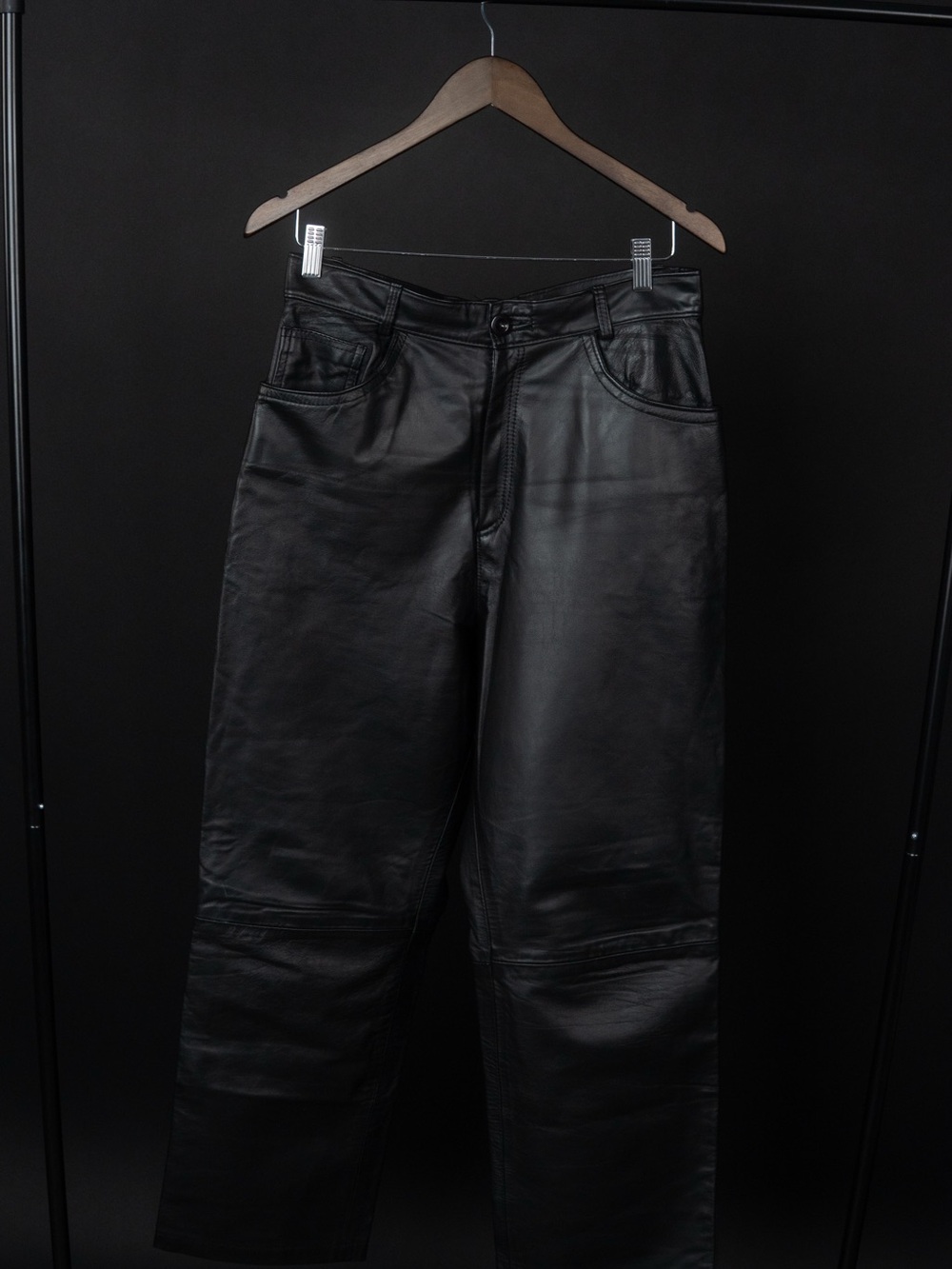 Premium Men's Black Leather Relaxed Pants